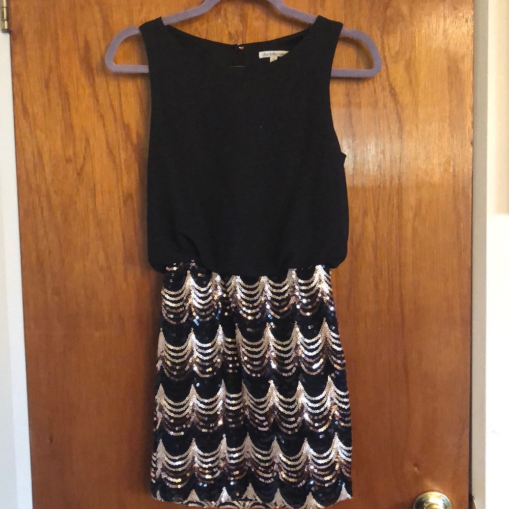 Gold/bronze sequin skirt party dress